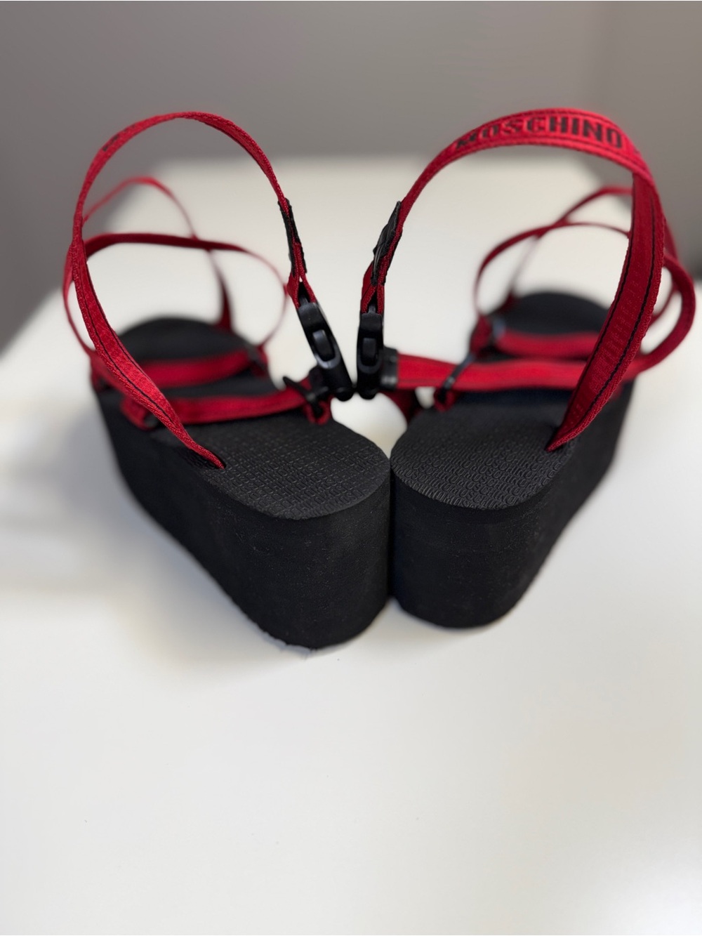 Moschino Red Platform Strap Sandals - Picture 5 of 5